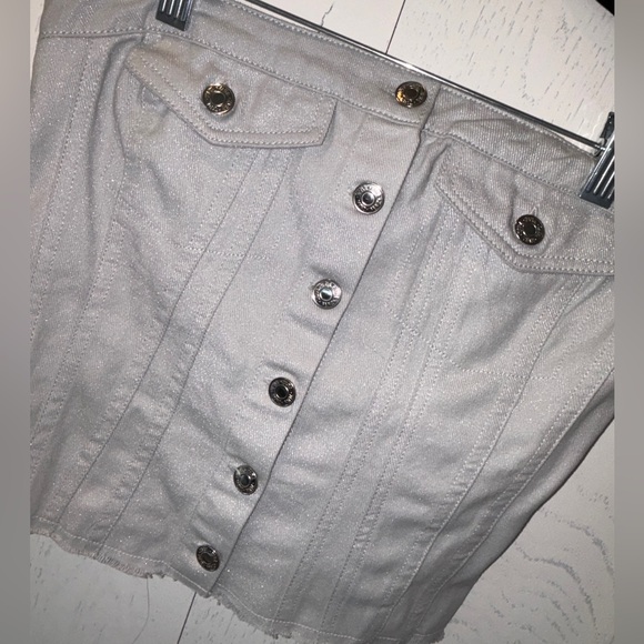 Zara Tops - New! Zara Denim Grey Silver Sparkle Top Small